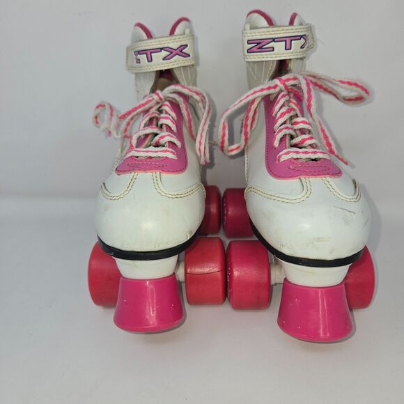Pacer Girls' Roller Skates ZTX SR Series Pink White Leather Youth Size 3 VG - Picture 5 of 16